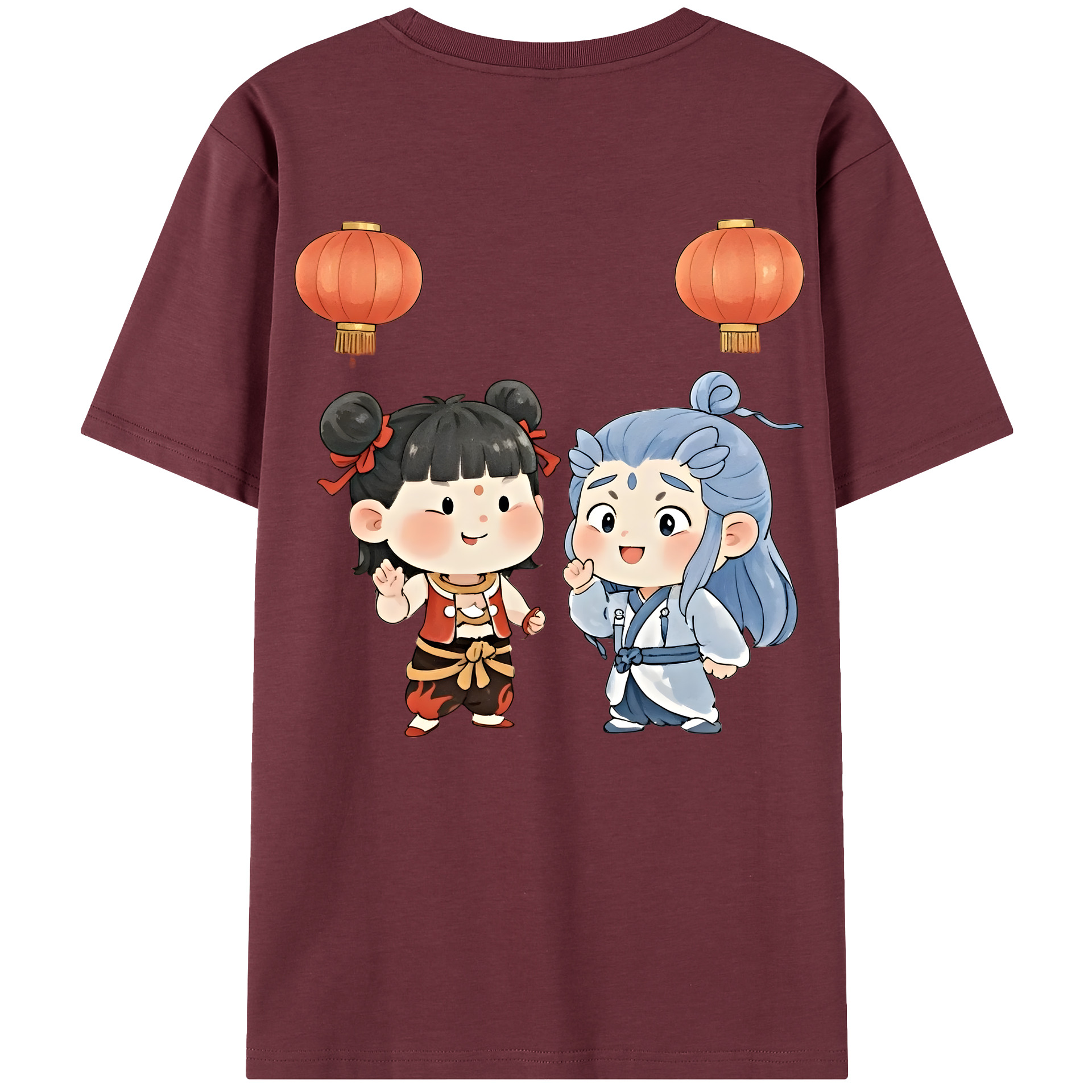 （画像用） Ne Zha 2 ナタ 魔童の大暴れ 綿100％半袖Tシャツ（背面プリント）